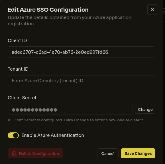Application SSO Config