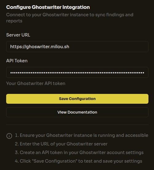 Ghostwriter Configuration in Milou