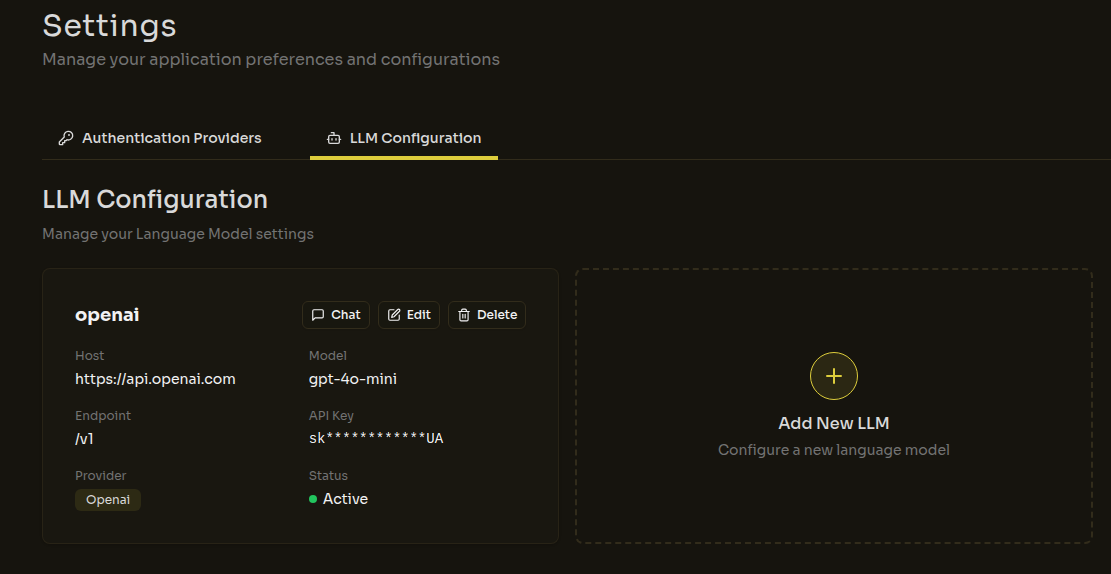 Navigate to LLM Settings