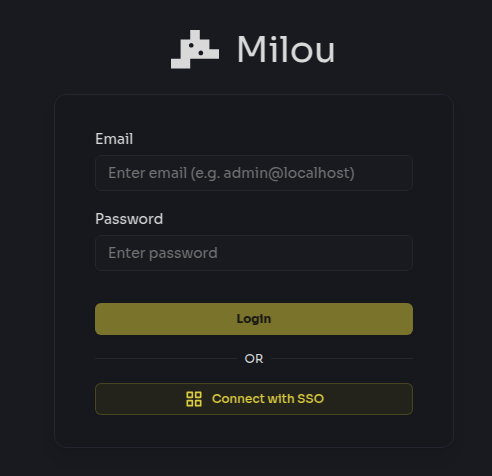 Milou Login Screen